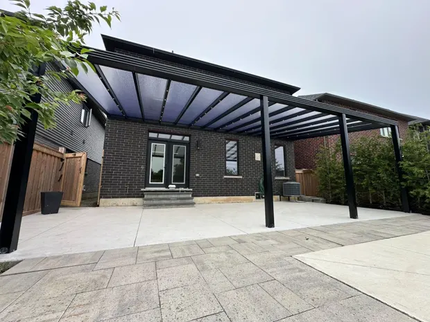 Modern pergola beside a home